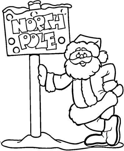 North Pole And Santa  Coloring page