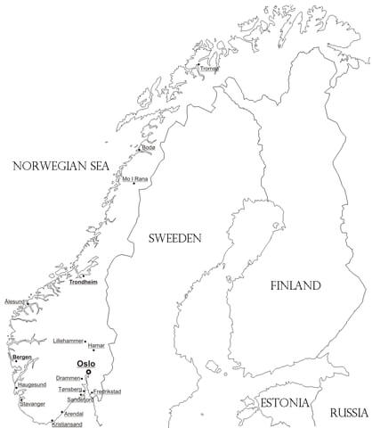 Norway Map Coloring page