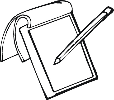 Notepad and Pencil  Coloring page