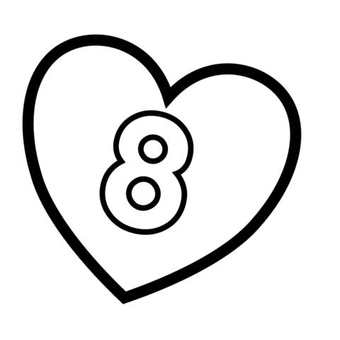 Number 8 in Heart Coloring page