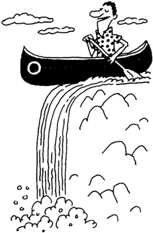 On The Boat In Waterfall  Coloring page