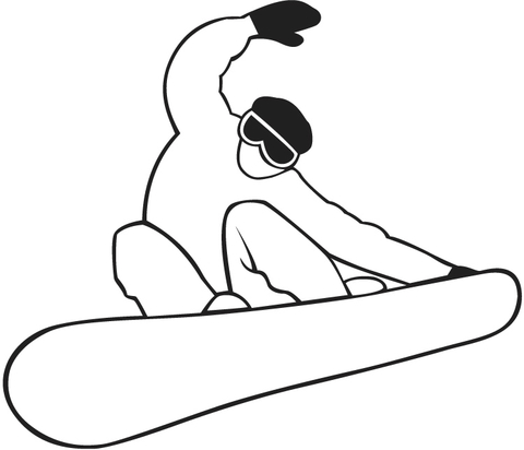 On the Snowboard  Coloring page