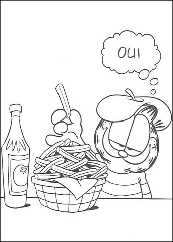 Garfield French says Oui Coloring page