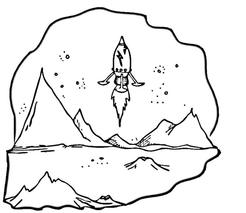 Rocket Blast Off Coloring page