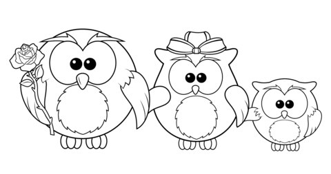 Owl Family Coloring page