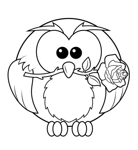 Owl with Rose Coloring page