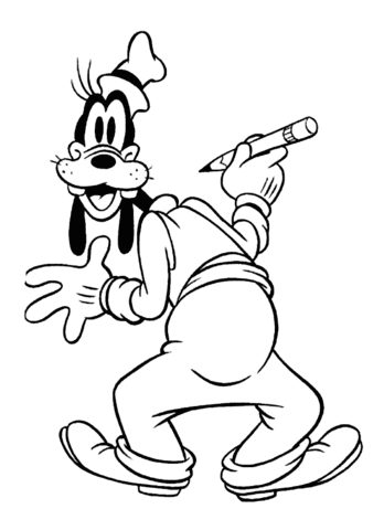 Goofy is Drawing Coloring page