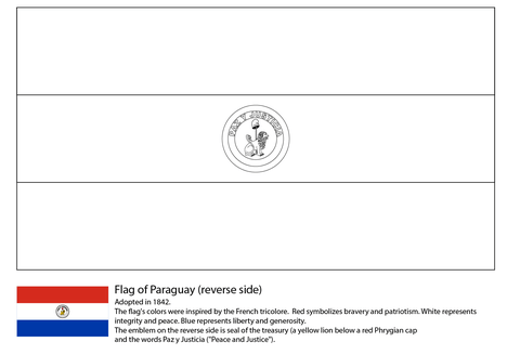 Paraguay Flag (reverse side) Coloring page