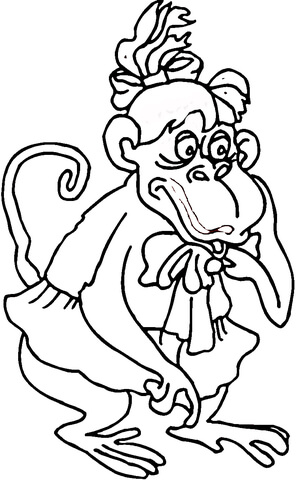 Party Girl Monkey  Coloring page