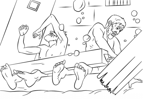 Paul and Silas survives Earthquake Coloring page