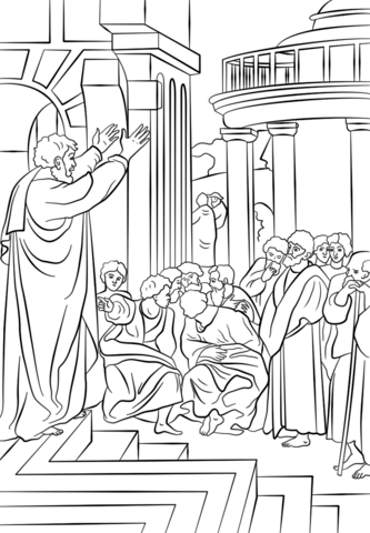 Paul Preaching in Athens Coloring page