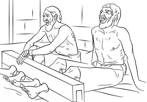 Paul and Silas Sing in Prison Coloring page