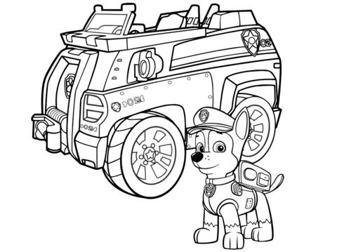 Paw Patrol Chase Police Car Coloring page