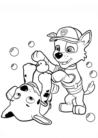 Paw Patrol Rocky and Marshall Coloring page