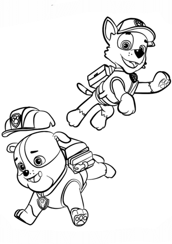 Paw Patrol Rubble and Rocky Coloring page