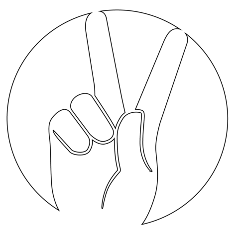 Peace Gesture Coloring page