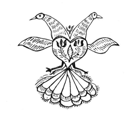 Peacock Folk Art Coloring page