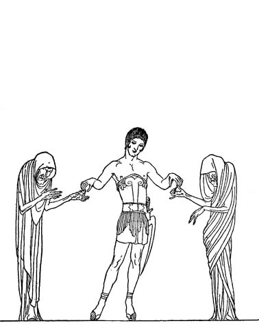 Perseus Tricks the Grey Ones Coloring page