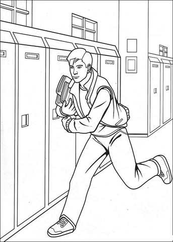 Peter Parker is running Coloring page