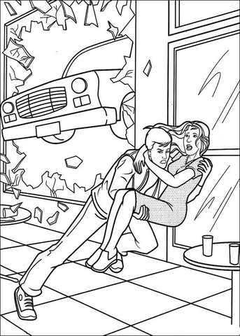 Peter Tries To Save Gwen Stacy Coloring page