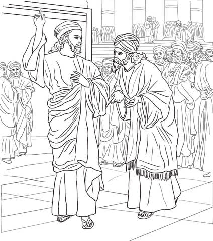 Pharisees and Sadducees Question Jesus Coloring page