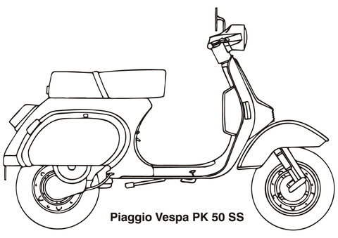 Piaggio Vespa Scooter Coloring page