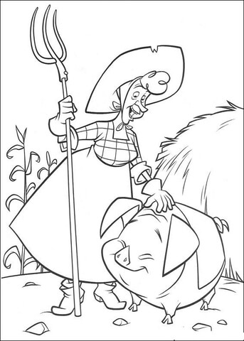 Pearl Gesner loves her pig  Coloring page