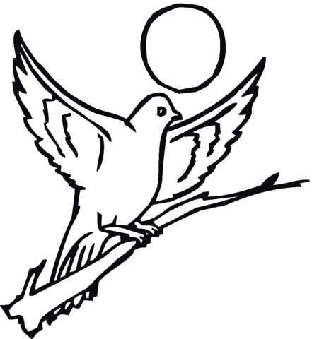 Pigeon Under The Moon Coloring page