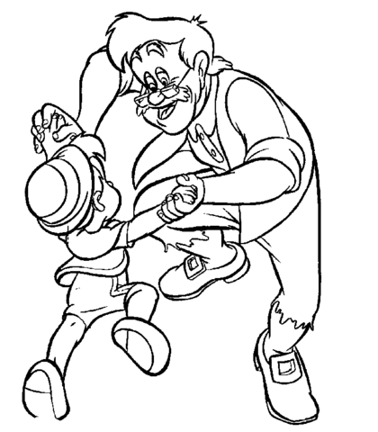 Pinocchio With His Dad  Coloring page