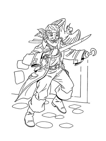 Pirate And His Bird  Coloring page