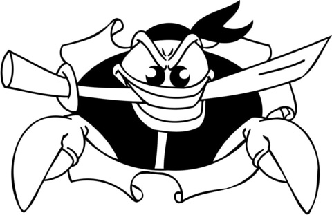 Pirate Crab with a Sword in the Mouth Coloring page