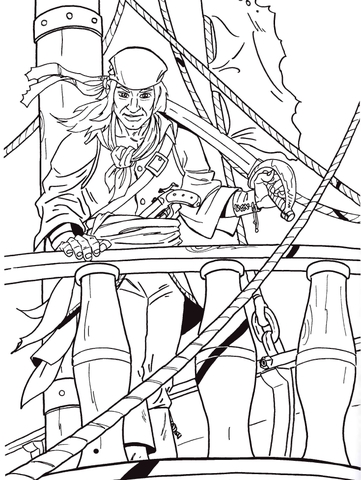 Pirate on The Deck  Coloring page