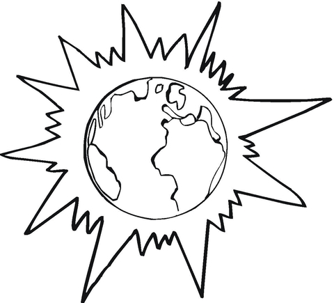 Planet Earth in Front of the Sun Coloring page