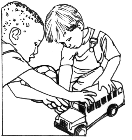 Boys are Playing Cars  Coloring page