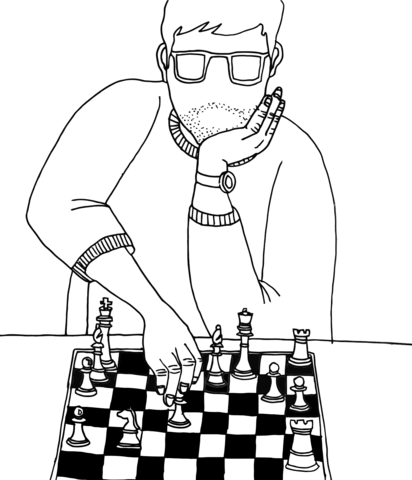 Playing Chess Coloring page