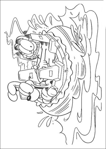 Garfield is the captain   Coloring page