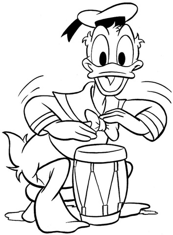 Donald Playing african drum Coloring page