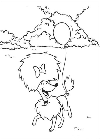 Poodle Playing With Baloon  Coloring page