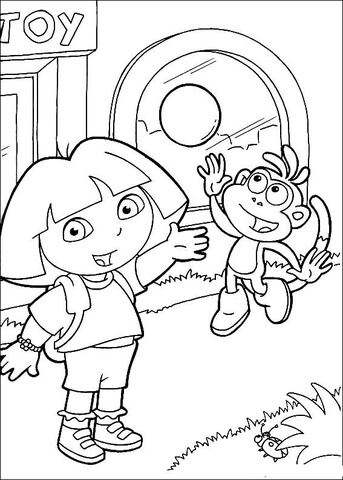 Playing With Boot  Coloring page