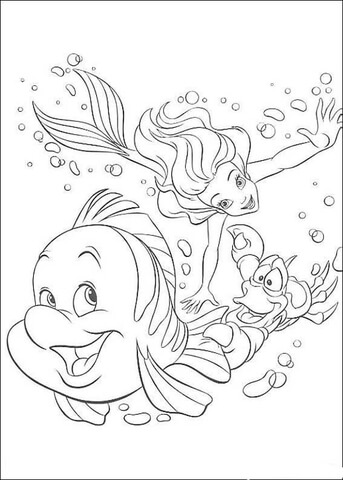 Ariel and her friends Coloring page