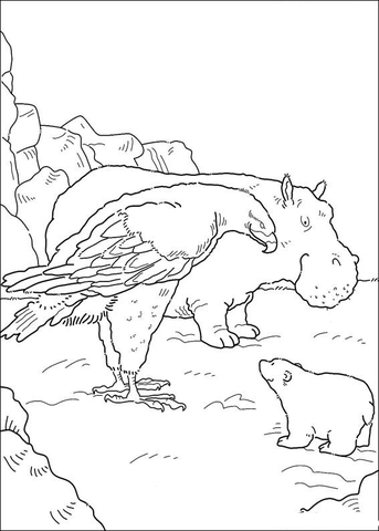 Polar Bear, Hippo And The Eagle  Coloring page