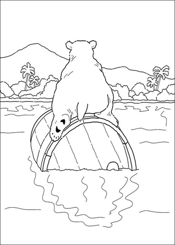 Polar Bear Lars Is Sitting On The Crock  Coloring page