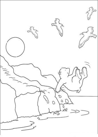 Little Polar Bear Jumps Into The Water  Coloring page