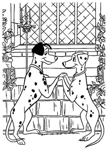 Pongo Loves Perdita  Coloring page