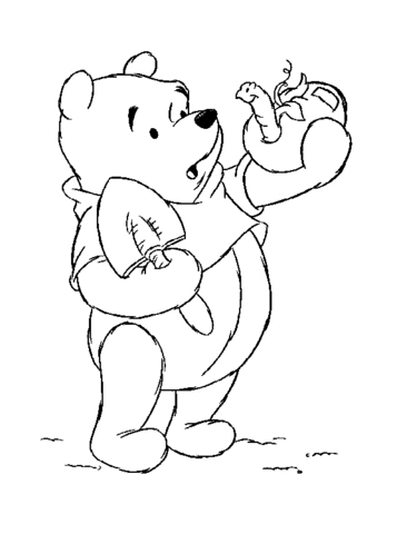 Winnie the Pooh And a Worm  Coloring page