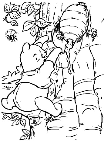 Pooh Is Taking Some Honey  Coloring page