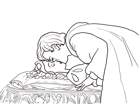 Prince Kisses Snow White Coloring page