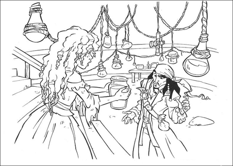 Tia Dalma Gives Jack Some Water  Coloring page