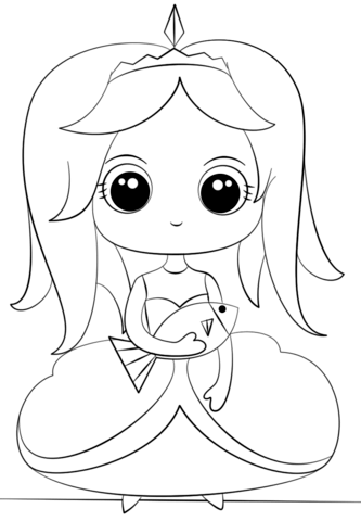 Princess with Fish Coloring page