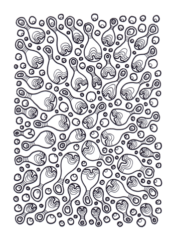 Psychedelic Pattern with Bowling Pins Coloring page